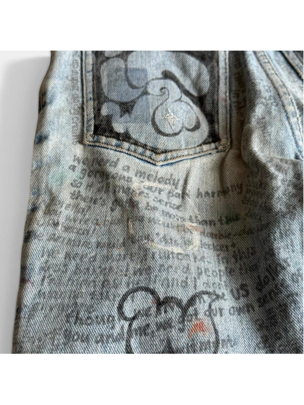 Vintage 90s B.U.M Equipment Custom Painted Jeans - Picture 5 of 6